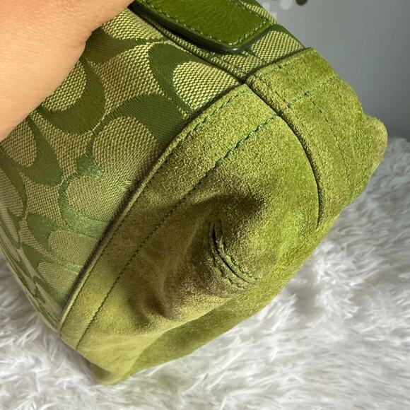 Vintage Coach y2k 9363 Signature East West Duffel Hobo Bag Green Shoulder Bag - Picture 8 of 13